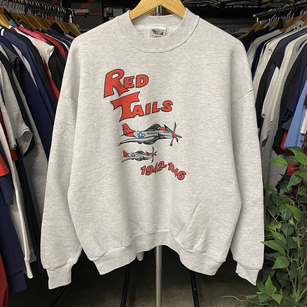 Vintage 90s Tuskegee Airmen Red Tails 1942-1946 Aviation Crewneck Grey Men's XL